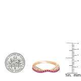 0.36 Carat (ctw) 14k Rose Gold Round Red Ruby & White Diamond Ladies Anniversary Wedding Band Stackable Ring 1/3 CT