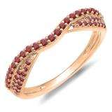0.36 Carat (ctw) 14k Rose Gold Round Red Ruby Ladies Anniversary Wedding Band Stackable Ring 1/3 CT