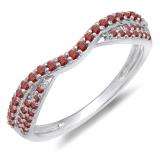 0.36 Carat (ctw) 14k White Gold Round Red Ruby Ladies Anniversary Wedding Band Stackable Ring 1/3 CT