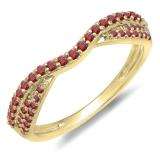 0.36 Carat (ctw) 14k Yellow Gold Round Red Ruby Ladies Anniversary Wedding Band Stackable Ring 1/3 CT