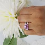 2.00 Carat (ctw) 14k White Gold Round Pink Sapphire & White Diamond Ladies 3 Stone Bridal Engagement Ring Matching Band Set 2 CT