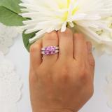 2.00 Carat (ctw) 14k White Gold Round Pink Sapphire & White Diamond Ladies 3 Stone Bridal Engagement Ring Matching Band Set 2 CT