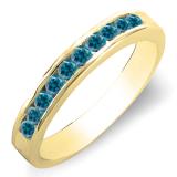 0.40 Carat (ctw) 14K Yellow Gold Round Blue Diamond Ladies Bridal Anniversary Stackable Wedding Band