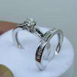 1.00 Carat (ctw) 14k White Gold Round Blue Sapphire & White Diamond Ladies Bridal Engagement Ring Set With Matching Band 1 CT