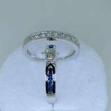 1.00 Carat (ctw) 14k White Gold Round Blue Sapphire & White Diamond Ladies Bridal Engagement Ring Set With Matching Band 1 CT