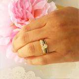 1.00 Carat (ctw) 14k Yellow Gold Round Blue Sapphire & White Diamond Ladies Bridal Engagement Ring Set With Matching Band 1 CT