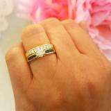 1.00 Carat (ctw) 14k Yellow Gold Round Blue Sapphire & White Diamond Ladies Bridal Engagement Ring Set With Matching Band 1 CT
