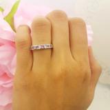 0.50 Carat (ctw) 14k White Gold Round Pink Sapphire & White Diamond Ladies Anniversary Wedding Stackable Ring Band 1/2 CT