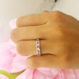 0.50 Carat (ctw) 18k White Gold Round Pink Sapphire & White Diamond Ladies Anniversary Wedding Stackable Ring Band 1/2 CT