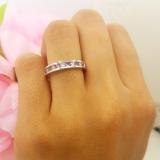 0.50 Carat (ctw) 18k White Gold Round Pink Sapphire & White Diamond Ladies Anniversary Wedding Stackable Ring Band 1/2 CT