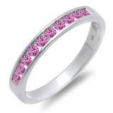 0.40 Carat (ctw) 14k White Gold Round Pink Sapphire Ladies Anniversary Wedding Stackable Ring Band