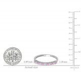0.33 Carat (ctw) 14K White Gold Round White Diamond & Pink Sapphire Ladies Anniversary Stackable Wedding Band 1/3 CT