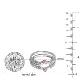 0.55 Carat (ctw) 14k White Gold Round & Baguette White Diamond & Pink Sapphire Ladies Anniversary Wedding Enhancer Guard Band 1/2 CT