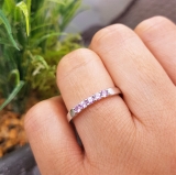 0.25 Carat (ctw) 10k White Gold Round Pink Sapphire 5 Stone Ladies Anniversary Wedding Band Ring 1/4 CT