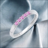 0.25 Carat (ctw) 10k White Gold Round Pink Sapphire 5 Stone Ladies Anniversary Wedding Band Ring 1/4 CT