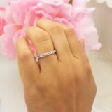 1.50 Carat (ctw) 14K White Gold Round White Diamond & Pink Sapphire Ladies Eternity Wedding Anniversary Stackable Ring Band 1 1/2 CT