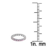 1.00 Carat (ctw) 14k White Gold Round White Diamond & Pink Sapphire Ladies Eternity Anniversary Wedding Band Stackable Ring 1 CT