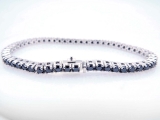 5.00 Carat (ctw) 10K White Gold Round Cut Real Black Diamond Ladies Tennis Bracelet 5 CT