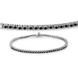 1.50 Carat (ctw) 14K White Gold Round Cut Real Black Diamond Ladies Tennis Bracelet 1 1/2 CT