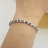 1.50 Carat (ctw) 14K White Gold Round Cut Real Black And White Diamond Ladies Tennis Bracelet 1 1/2 CT