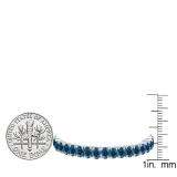 15.00 Carat (ctw) 10K White Gold Round Cut Real Blue Diamond Ladies Tennis Bracelet 15 CT