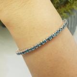 1.50 Carat (ctw) 14K White Gold Round Cut Real Blue Diamond Ladies Tennis Bracelet 1 1/2 CT