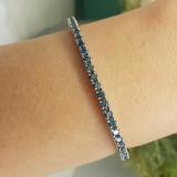 1.50 Carat (ctw) 14K White Gold Round Cut Real Blue Diamond Ladies Tennis Bracelet 1 1/2 CT