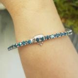 1.50 Carat (ctw) 14K White Gold Round Cut Real Blue Diamond Ladies Tennis Bracelet 1 1/2 CT