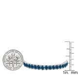 12.00 Carat (ctw) 18K White Gold Round Cut Real Blue Diamond Ladies Tennis Bracelet 12 CT