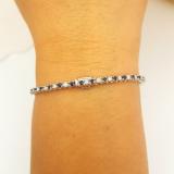 2.00 Carat (ctw) 14K White Gold Round Real Blue Sapphire & White Diamond Ladies Tennis Bracelet 2 CT