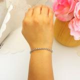 2.00 Carat (ctw) 14K White Gold Round Real Blue Sapphire & White Diamond Ladies Tennis Bracelet 2 CT