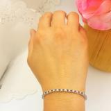 2.00 Carat (ctw) 14K White Gold Round Real Blue Sapphire & White Diamond Ladies Tennis Bracelet 2 CT