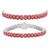 12.00 Carat (ctw) 10K White Gold Round Cut Real Ruby Ladies Tennis Bracelet 12 CT