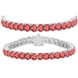 15.00 Carat (ctw) 10K White Gold Round Cut Real Ruby Ladies Tennis Bracelet 15 CT
