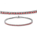 1.50 Carat (ctw) 14K White Gold Round Cut Real Ruby Ladies Tennis Bracelet 1 1/2 CT