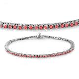 3.00 Carat (ctw) 18K White Gold Round Cut Real Ruby Ladies Tennis Bracelet 3 CT