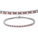 1.50 Carat (ctw) 14K White Gold Round Real Ruby & White Diamond Ladies Tennis Bracelet 1 1/2 CT