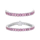 5.00 Carat (ctw) 14K White Gold Round Cut Real Pink Sapphire Ladies Tennis Bracelet 5 CT