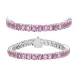 8.00 Carat (ctw) 14K White Gold Round Cut Real Pink Sapphire Ladies Tennis Bracelet 8 CT
