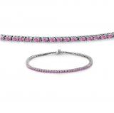1.50 Carat (ctw) 14K White Gold Round Cut Real Pink Sapphire Ladies Tennis Bracelet 1 1/2 CT