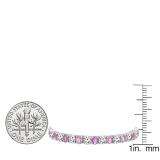 8.00 Carat (ctw) 18K White Gold Round Real Pink Sapphire & White Diamond Ladies Tennis Bracelet 8 CT