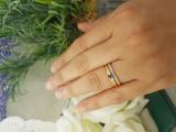 0.33 Carat (ctw) 10K Yellow Gold Round Cut Blue Sapphire & White Diamond Ladies Bridal Engagement 3 Stone Ring With Matching Wedding Band Set 1/3 CT