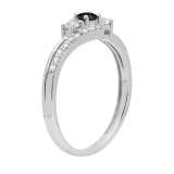 0.14 Carat Black & 0.31 Carat White Diamond 3 Stone Engagement Ring For Women in 10K White Gold
