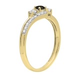 0.14 Carat Black & 0.31 Carat White Diamond 3 Stone Engagement Ring For Women in 10K Yellow Gold