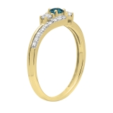 0.14 Carat Blue & 0.31 Carat White Diamond 3 Stone Engagement Ring For Women in 10K Yellow Gold