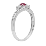 Ruby & 0.31 Carat White Diamond 3 Stone Engagement Ring For Women in 10K White Gold