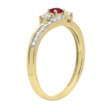 Ruby & 0.31 Carat White Diamond 3 Stone Engagement Ring For Women in 10K Yellow Gold