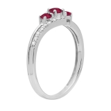 Ruby & 0.17 Carat White Diamond 3 Stone Engagement Ring For Women in 10K White Gold
