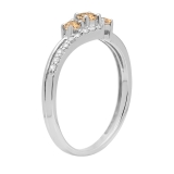 0.28 Carat Champagne & 0.17 Carat White Diamond 3 Stone Engagement Ring For Women in 10K White Gold