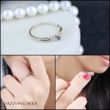 0.15 Carat (ctw) 10K White Gold Round Blue & White Diamond Ladies Crossover Split Shank Bridal Promise Engagement Ring